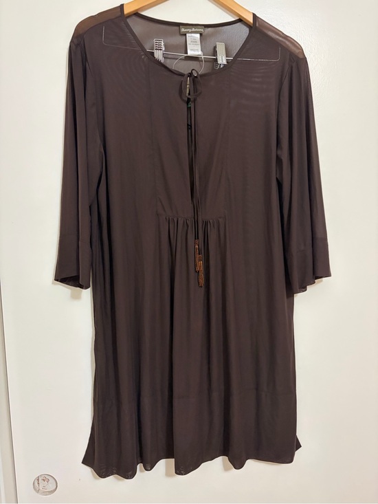 Tommy Bahama Other - Tommy Bahama New Tule Long-Sleeve Tie-Front Swimsuit Cover In Double Chocolate